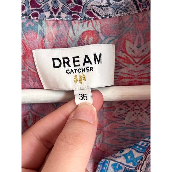 Dream Catcher 100% Silk Colorful Long Sleeve Button-Up Shirt Multi Women's 36/M - Picture 6 of 9
